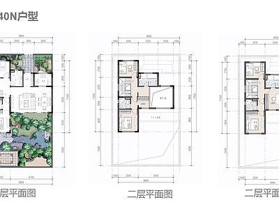 现代新中式别墅建筑 中式合院别墅 140平合院平面 合院户型全套图纸 施工图