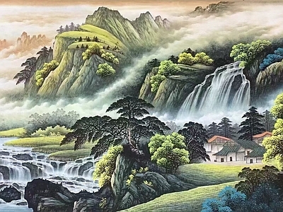 新中式中式挂画 新中式风景国画水 字画 古画 水墨画