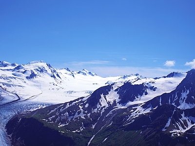 现代风景 雪山 山谷 蓝天