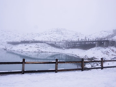 欧式北欧风景 雪湖畔 雪景