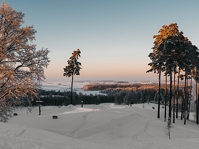 现代风景 晚霞夕阳雪景 冬季雪地雪 红树林森林 落日黄昏天空 草原雪原外景