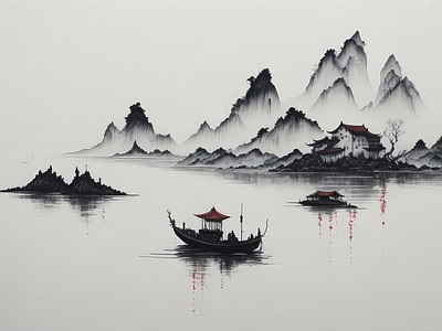 中式壁纸 国画 水画 水墨画