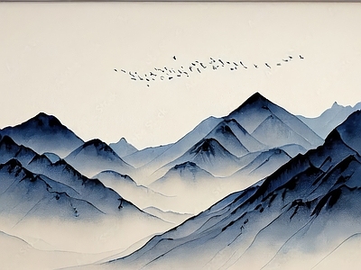 中式壁纸 水墨水画 中式水风景画 国画 水画