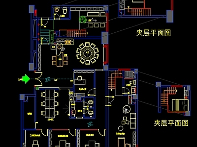 工装平面图 挑空公寓办公 室内平面图 施工图