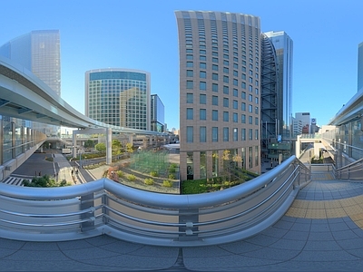 现代城市HDR 都市大厦天桥外景