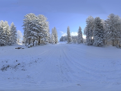 现代户外HDR 荒郊雪景外景