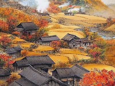 现代中式挂画 乡村风景画 艺术挂画 现代装饰画