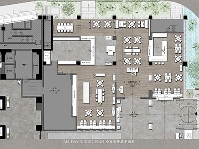 现代新中式壁纸 餐厅彩平图