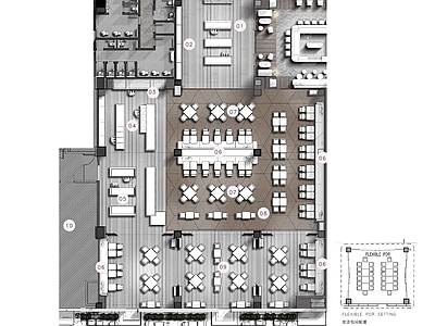 现代新中式壁纸 餐厅彩平图