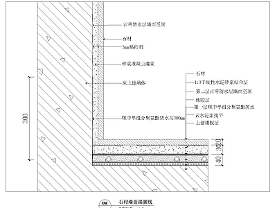 现代其他节点详图 石材墙面踢脚线 施工图