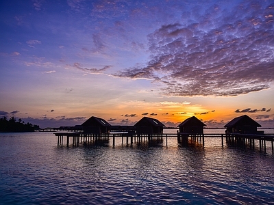 现代风景 夕阳 海洋 天空 海景