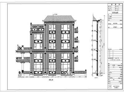 新中式别墅建筑 闽南自建房平立面 施工图