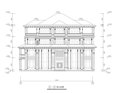 新中式别墅建筑 独栋别墅 自建房 小别墅 三层别墅 施工图