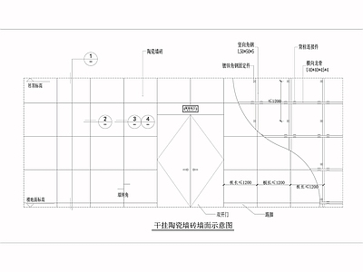 现代墙面节点 干挂陶瓷墙砖节点 施工图