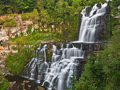 现代风景 瀑布 自然风景 壁纸