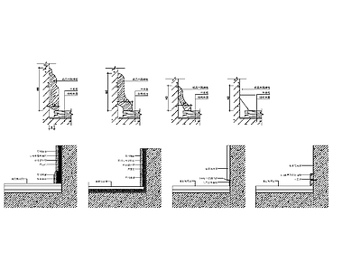现代墙面节点 墙面地面踢脚线 施工图