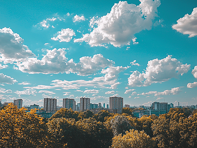 现代城市外景 秋天城市外景 城市 秋天