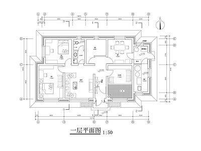 现代新中式别墅建筑 农村别墅 自建房 一层别墅 施工图