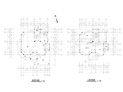 建筑平面图 三层别墅 包含建筑结构水电 图纸齐全 自建房平面图 施工图