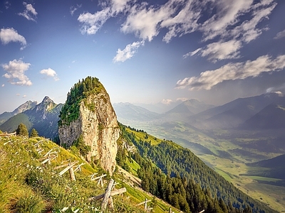 现代欧式风景 山 牧场