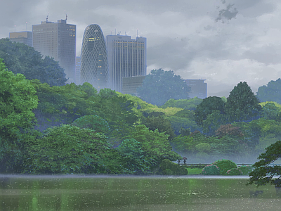 现代日式天空外景 阴天天空 言叶之庭 新海诚 宫崎骏 城市背景