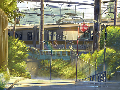 现代日式城市外景 道路外景 言叶之庭 新海诚 二次元动漫 宫崎骏