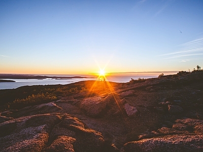 现代风景 海滩 夕阳