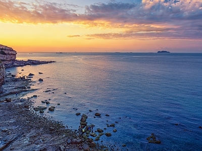 现代风景 海滩 夕阳