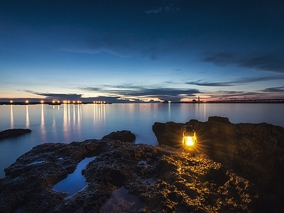 现代风景 海滩 夕阳