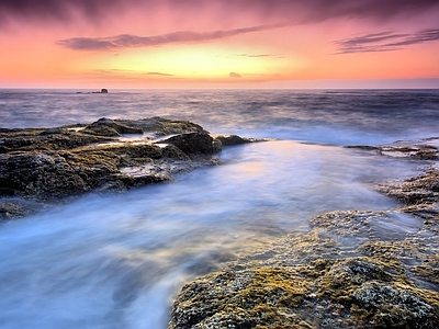 现代风景 海滩 夕阳