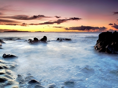 现代风景 海滩 夕阳