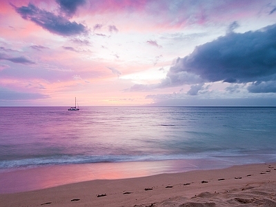 现代风景 海滩 夕阳