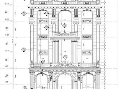 欧式别墅建筑 独栋别墅石材幕墙 施工图