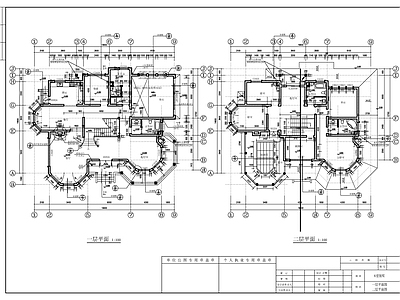 现代别墅建筑 二层别 施工图