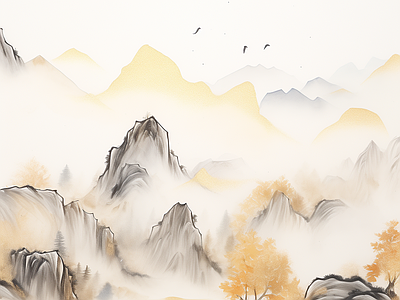 新中式中式挂画 风景水墨画 水墨画 艺术挂画