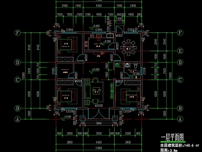 现代别墅建筑 一层别墅 施工图