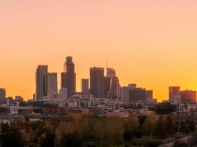 现代城市外景 城市夕阳晚霞风光 园林绿化别墅外景 高层建筑阳台窗景 黄昏落日天空风景 楼房树林外景