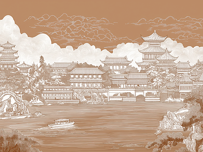 新中式挂画 简约新中式 壁画 背景墙 包间 国画