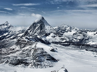 北欧风景 雪山 群山