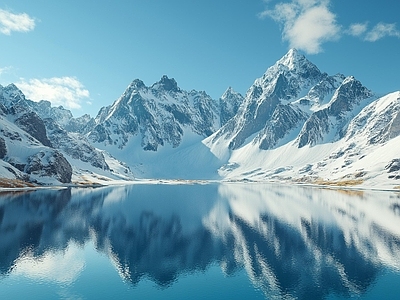 现代欧式风景 冰 湖泊 雪景