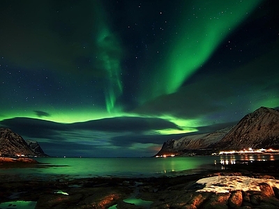 现代其它外景 现代天空外景 绝美极光夜空 极光星空外景 夜晚天空 极光背景