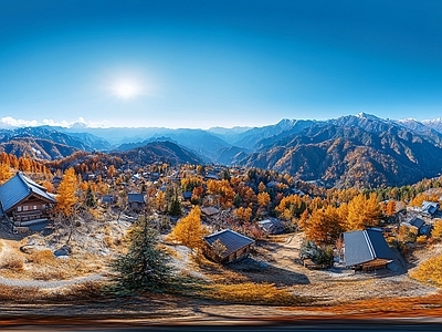 现代户外HDR 秋天区景区全景