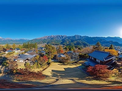 现代户外HDR 秋天山区景区全景