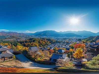 现代户外HDR 秋天山区景区全景