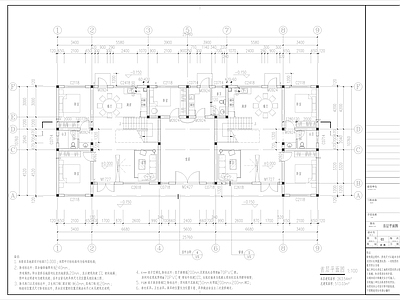 新中式别墅建筑 双拼别墅 施工图