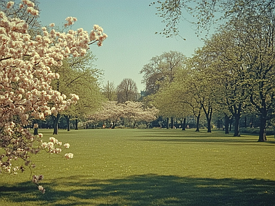 现代风景 公园森林草坪