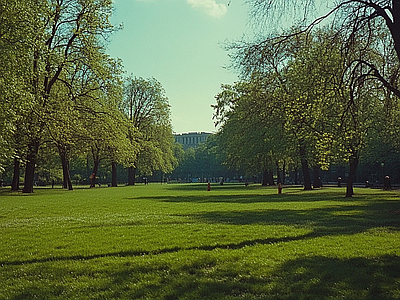 现代风景 公园森林草坪