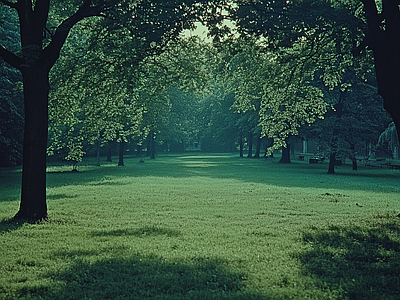 现代风景 公园森林草坪