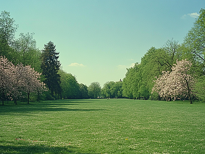 现代风景 公园森林草坪