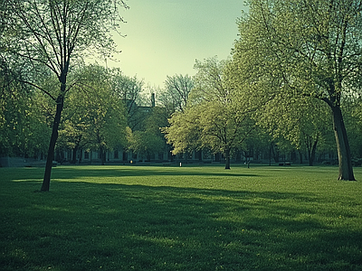 现代风景 公园森林草坪